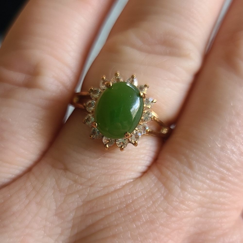 Jade Ring With 14kt Gold On Sterling